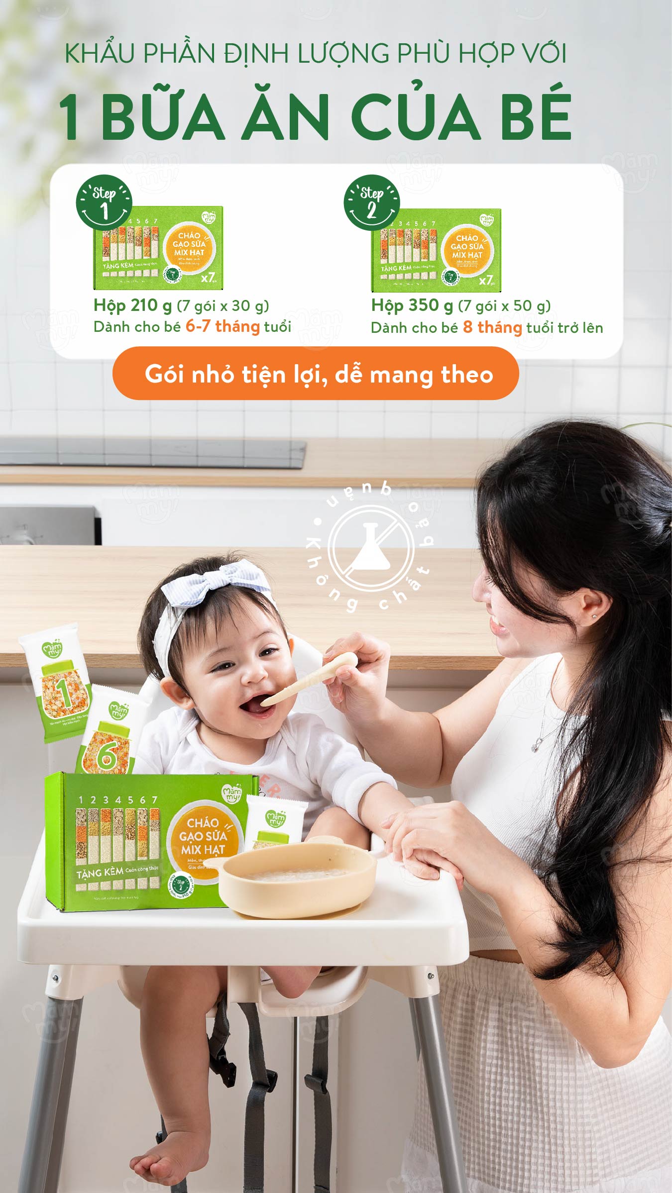 Mô tả Combo Khởi đầu gồm hộp 7 cháo gạo mix Mămmy, 3 dầu 30ml giàu dinh dưỡng cho bé từ 6 - 8 tháng - 2