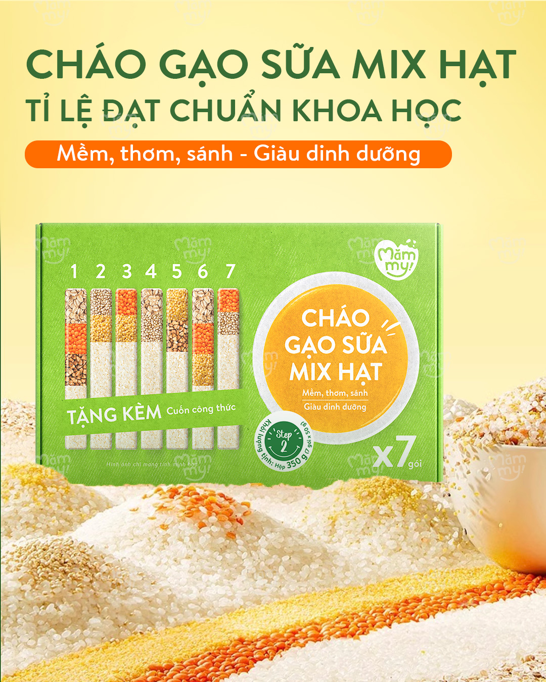 Mô tả Combo Khởi đầu gồm hộp 7 cháo gạo mix Mămmy, 3 dầu 30ml giàu dinh dưỡng cho bé từ 6 - 8 tháng - 1