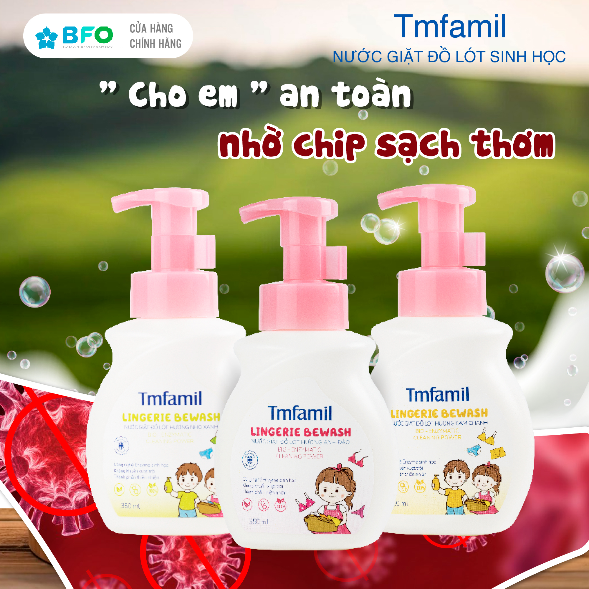 Mô tả Nước Giặt Đồ Lót Sinh Học Tmfamil Lingerie Bewash 350ml - 1
