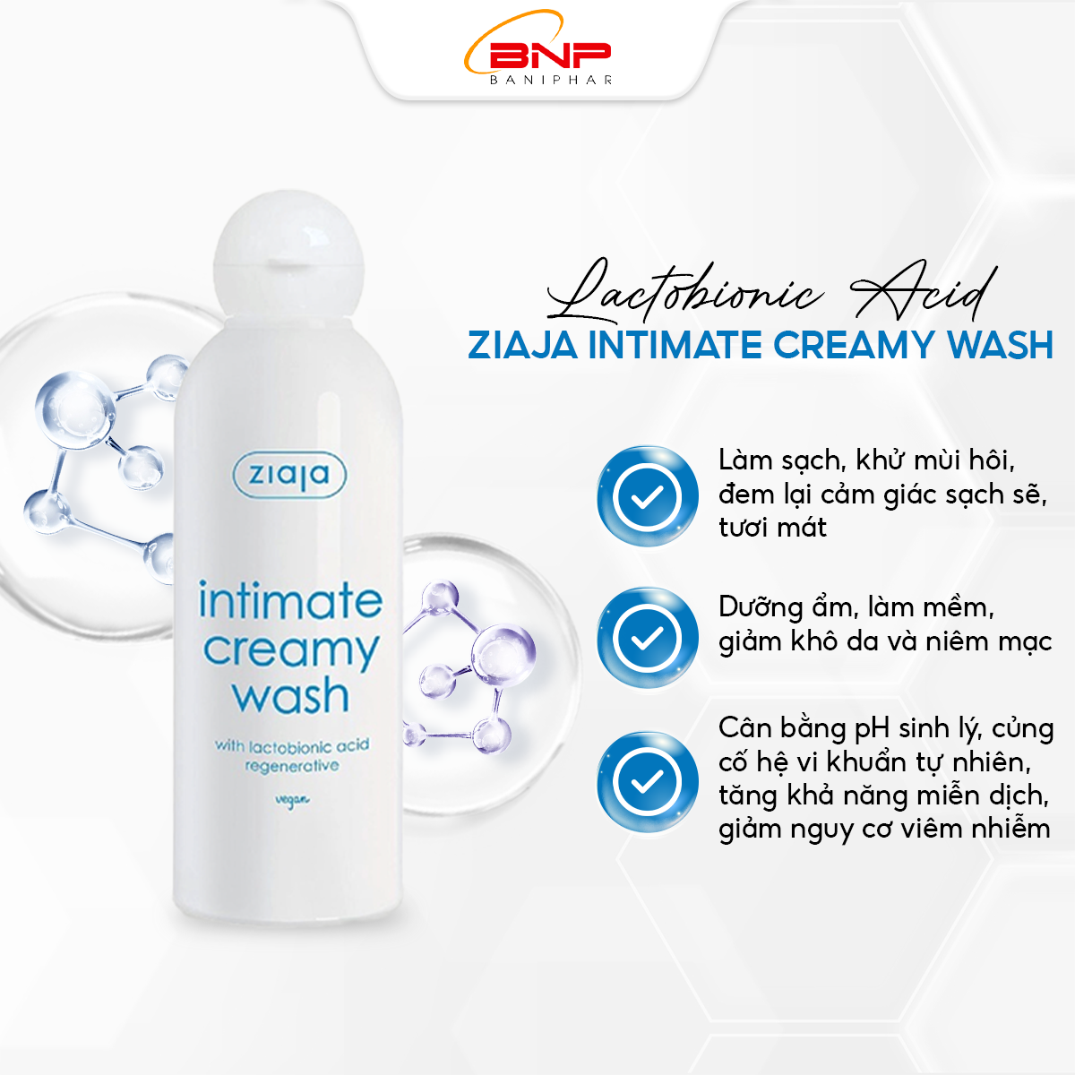 Mô tả Dung dịch vệ sinh phụ nữ Intimate Ziaja bổ sung Lactobionic Acid ngăn ngừa lão hóa, gia tăng độ đàn hồi 200ml - 1