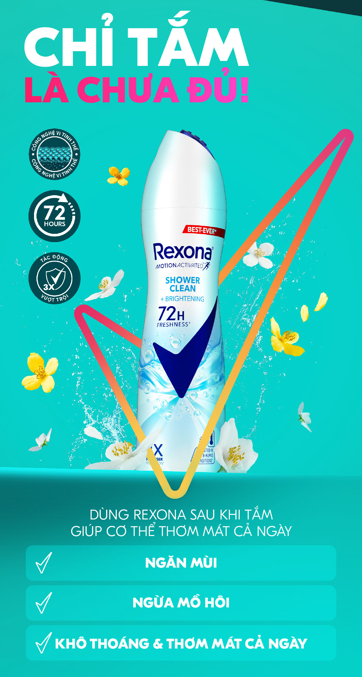 Mô tả Xịt/lăn khử mùi Rexona 72H khô thoáng dành cho nữ 135/45ml - 4