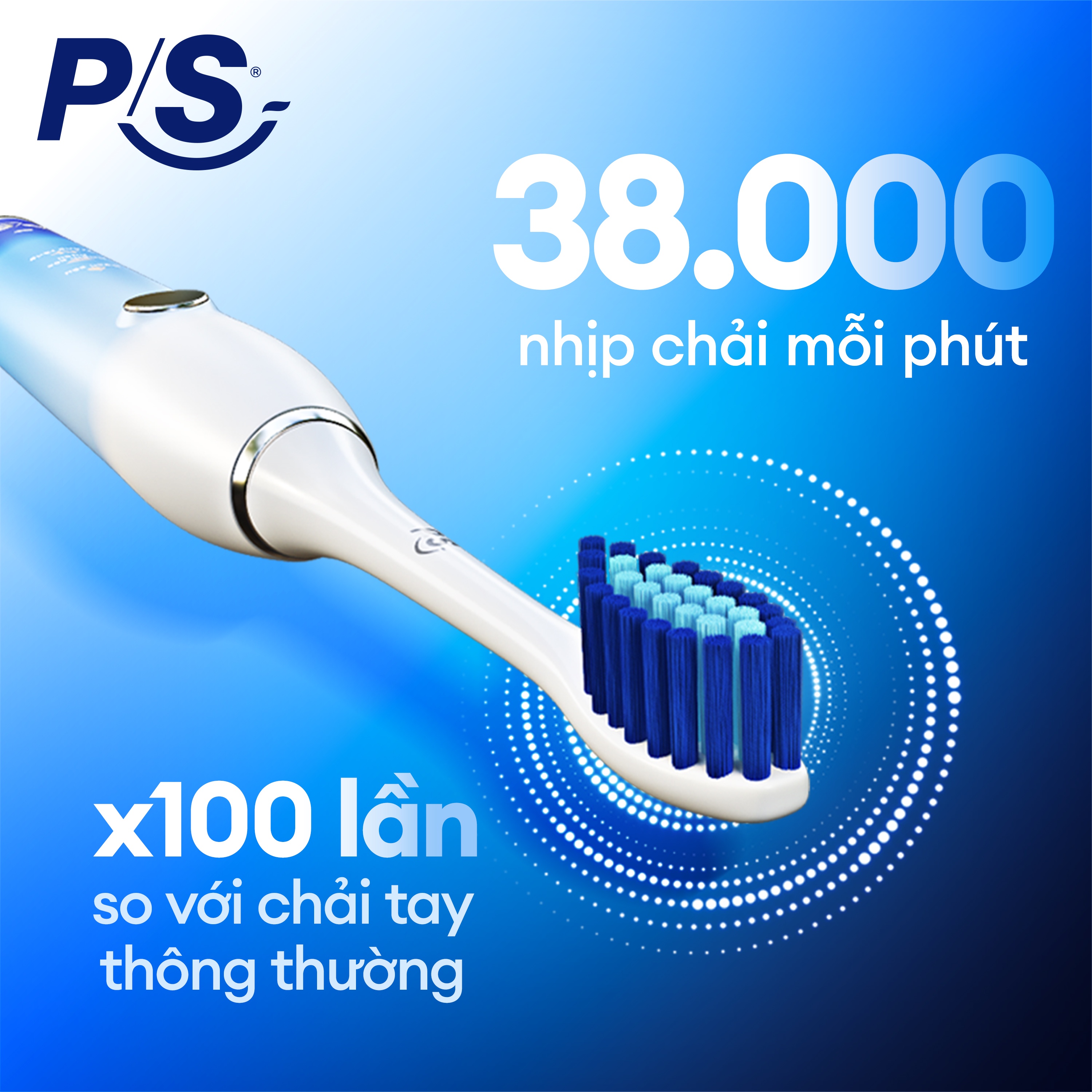 Mô tả Bàn Chải Điện P/S S100 PRO - Công Nghệ Sóng Âm, Chải Sạch Mảng Bám Tới 10X - 3
