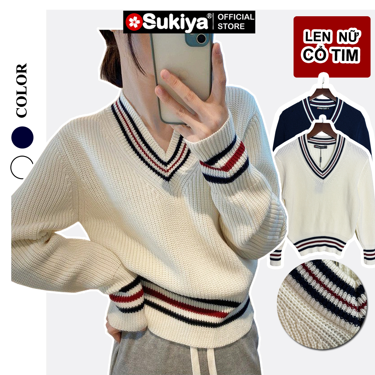 Mô tả Áo Len Nữ Cổ Tim V SUKIYA  Chất Len Đẹp Cao Cấp Mềm Mại AL96 - 6