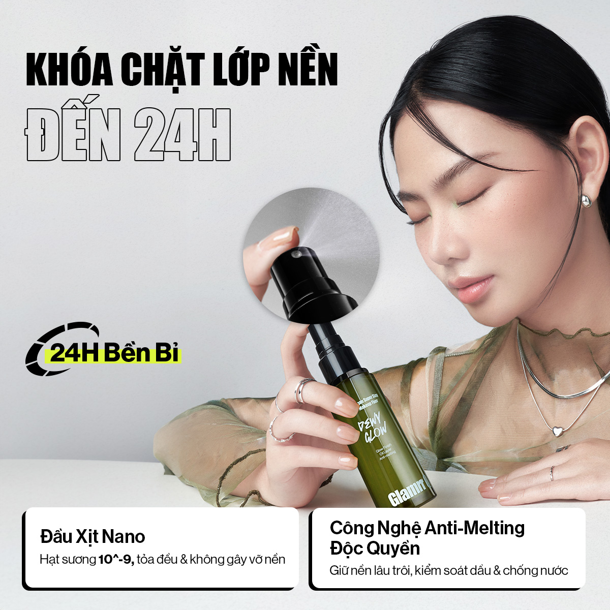 Mô tả Xịt Khóa Nền Cố Định Glamrr Q Vegan Super Stay Makeup Fixer 50ml (1 chai) - 4