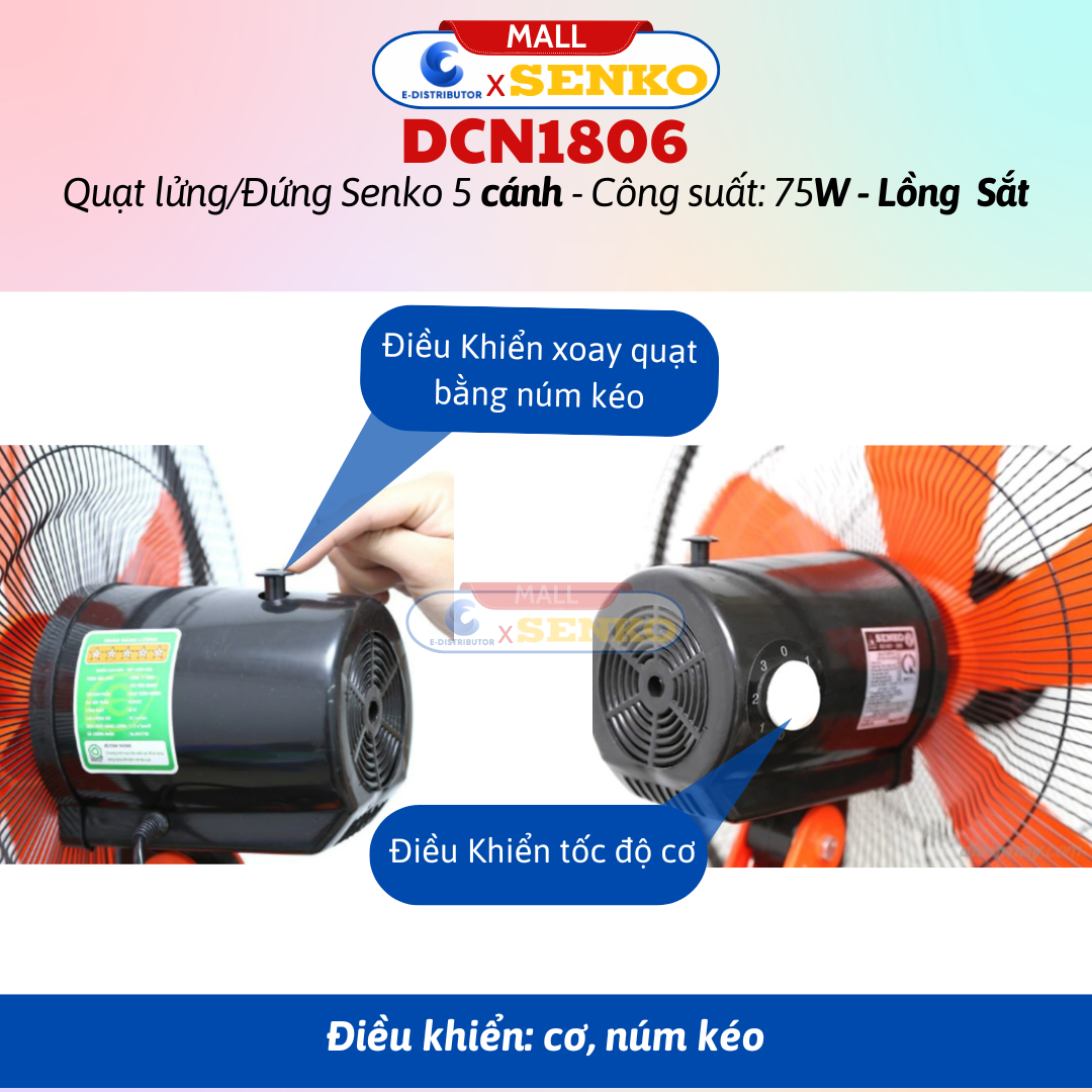 Mô tả Quạt đứng 4,5 tấc Senko DCN1806 - Công suất 75W - Màu ngẫu nhiên - Hàng Chính Hãng - 2
