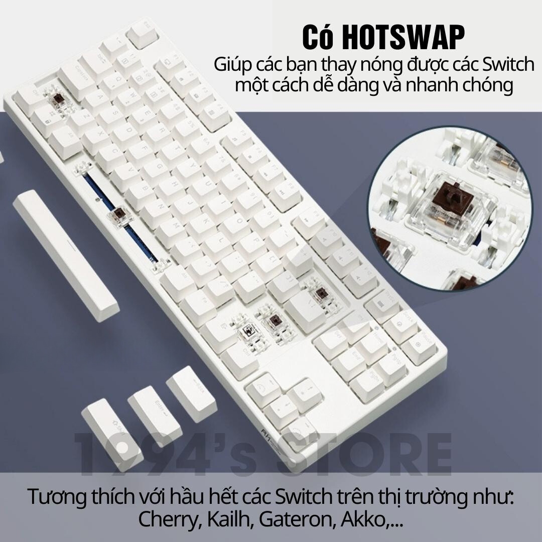 [RK87 Led RGB - HOTSWAP] Bàn Phím Cơ Không Dây TKL RK987 Version 4 - 3 ...