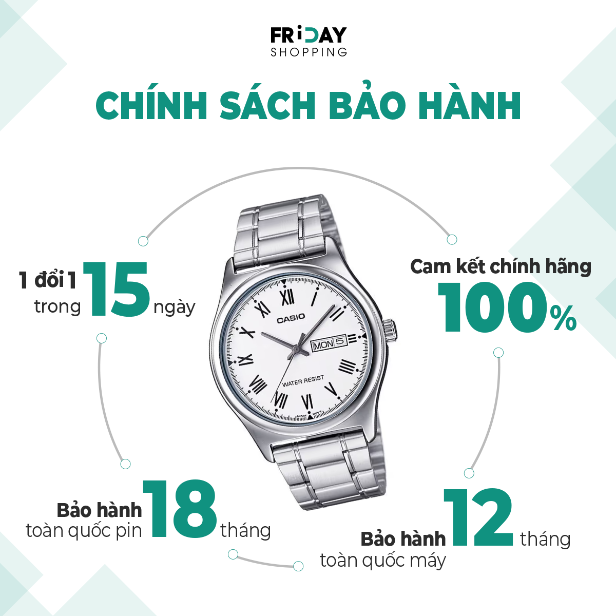 Mô tả Đồng Hồ Casio Nam MTP-V006D-7BUDF Mặt Tròn Màu Trắng Dây Kim Loại Chính Hãng - 3