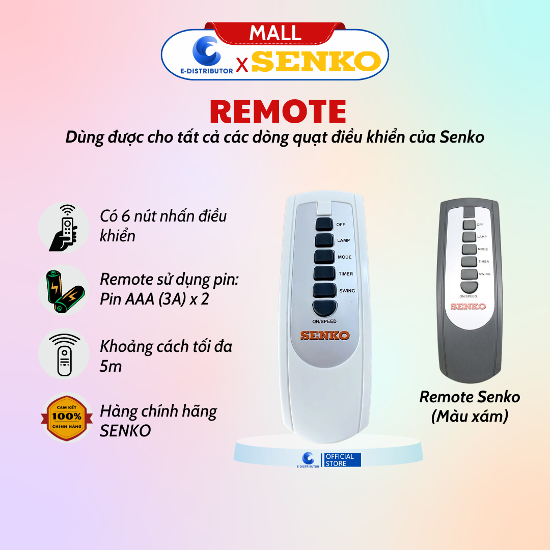Mô tả Remote điều khiển dành cho quạt điều khiển Senko - 100% chính hãng - 1