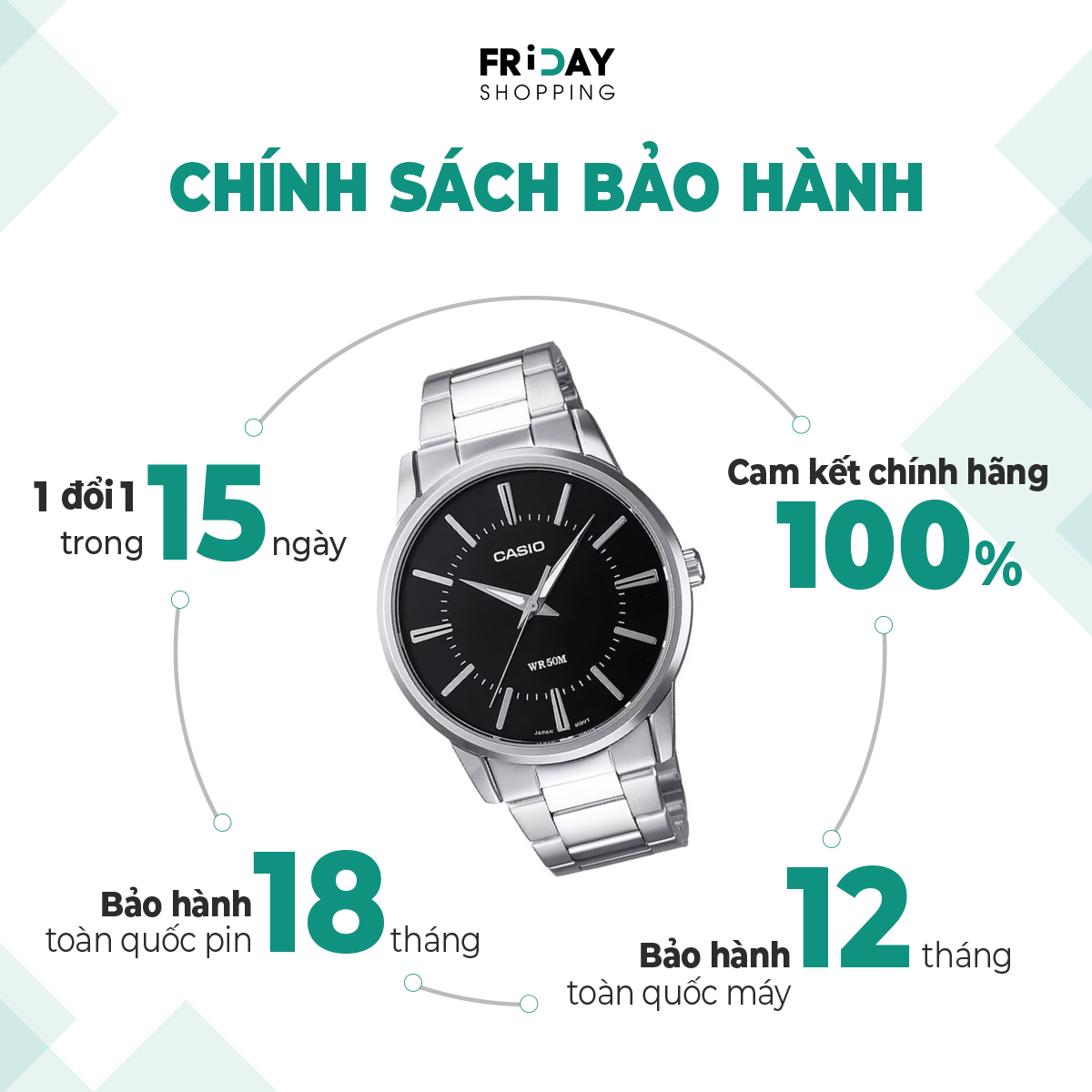 Mô tả Đồng Hồ Casio Nam MTP-1303D-1AVDF Mặt Tròn Màu Đen Dây Kim Loại Chính Hãng - 3