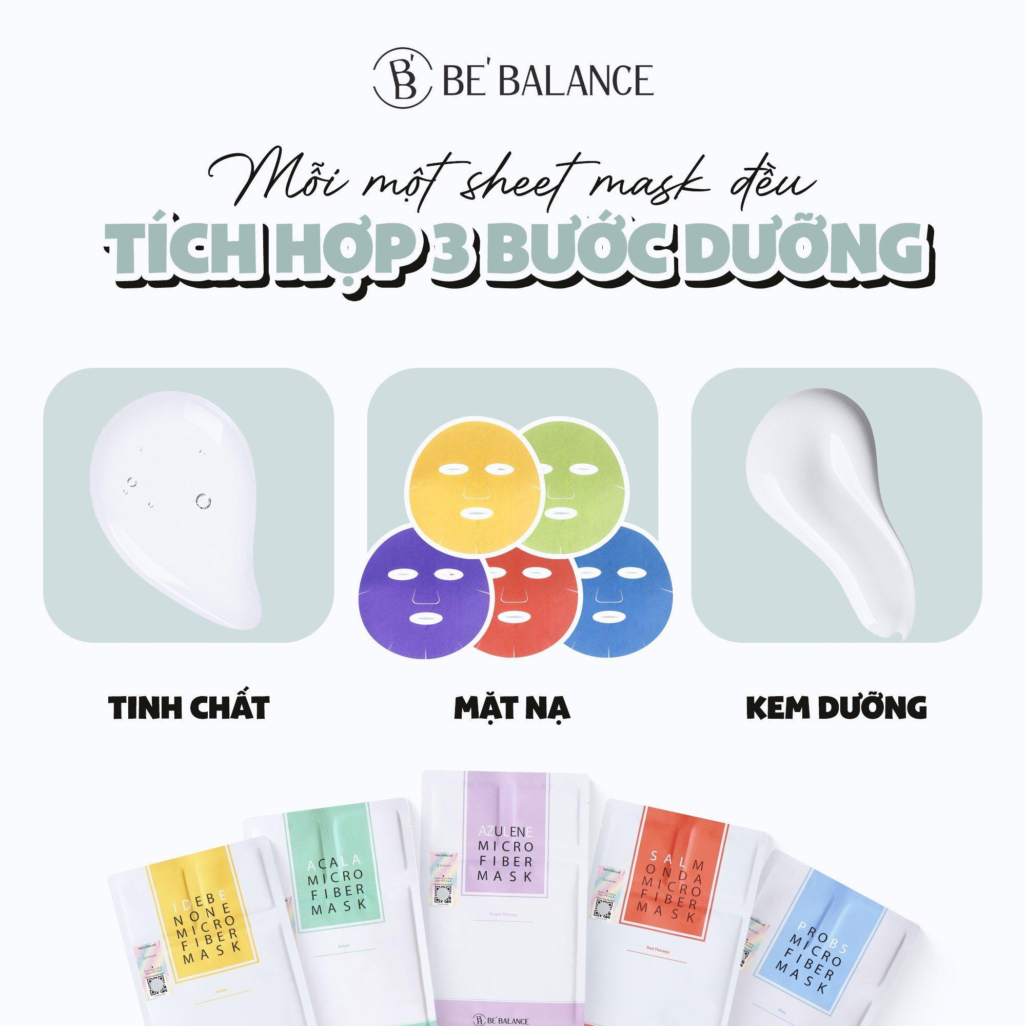 Mô tả Mặt Nạ Vải Vi Sợi Be'Balance MICRO FIBER MASK 3in1 giúp Làm Đẹp Da 10 Miếng/Hộp - 2