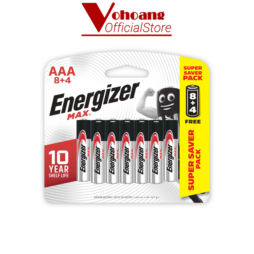 Pin AAA Energizer Alkaline chống chảy E92 8 pin tặng kèm 4 pin free ...