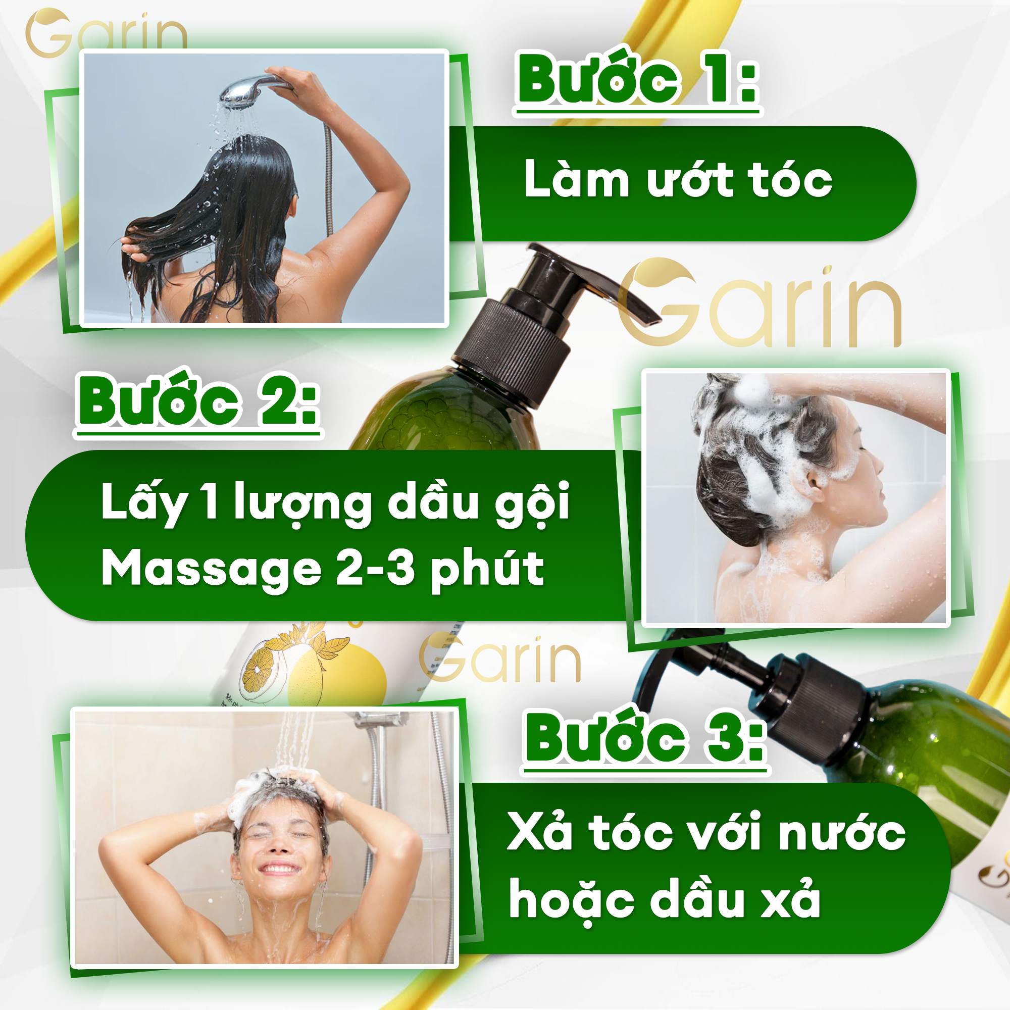 Cách dùng dầu gội Garin