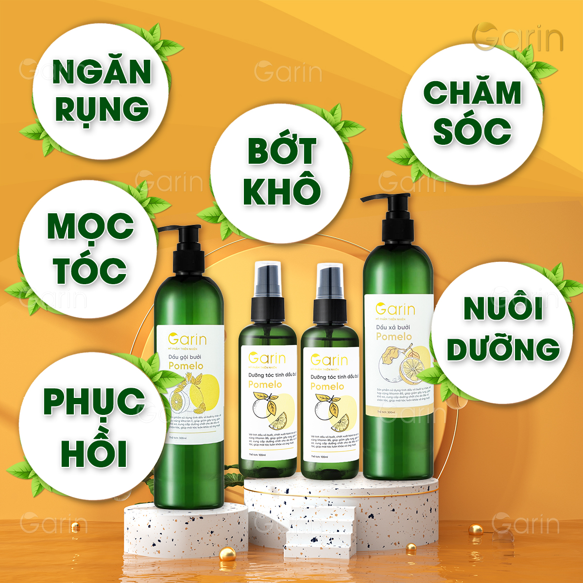 Mô tả Dầu xả bưởi suôn mượt tóc pomelo GARIN 300ml phục hồi hư tổn cho tóc chắc khỏe óng ả mềm mại - 5