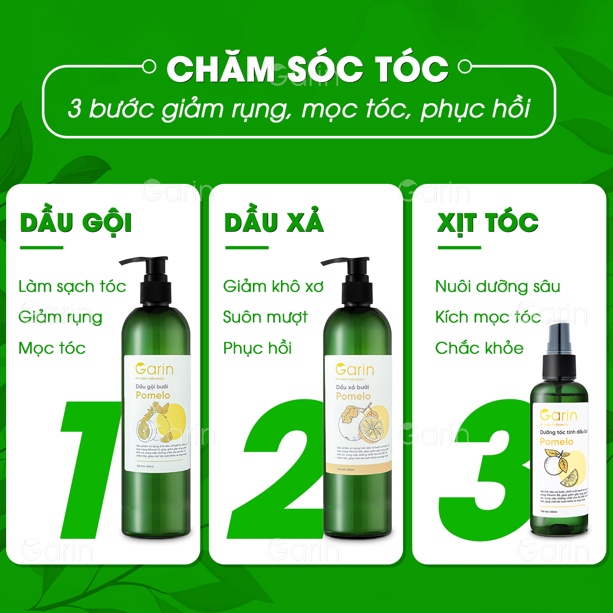 Trọn bộ sản phẩm chăm sóc tóc Garin