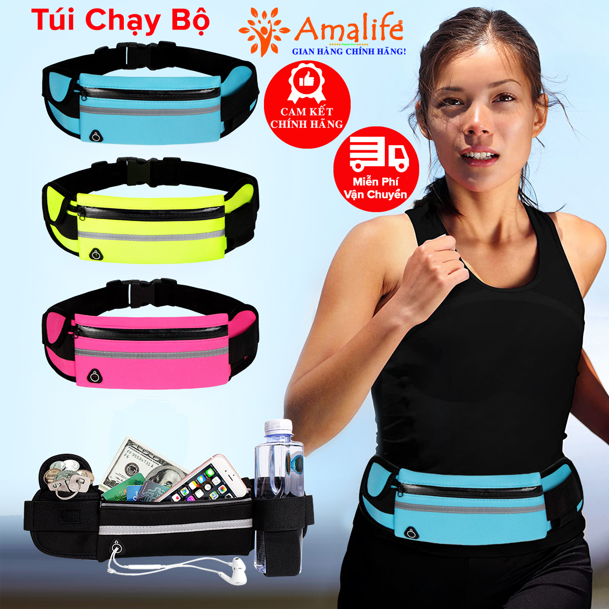 Mô tả Túi Đeo Bụng Chạy Bộ - Đai Đeo Điện Thoại Tập Gym Tập Thể Thao Đá Bóng Nam Nữ Chính Hãng Amalife – CB1 - 1