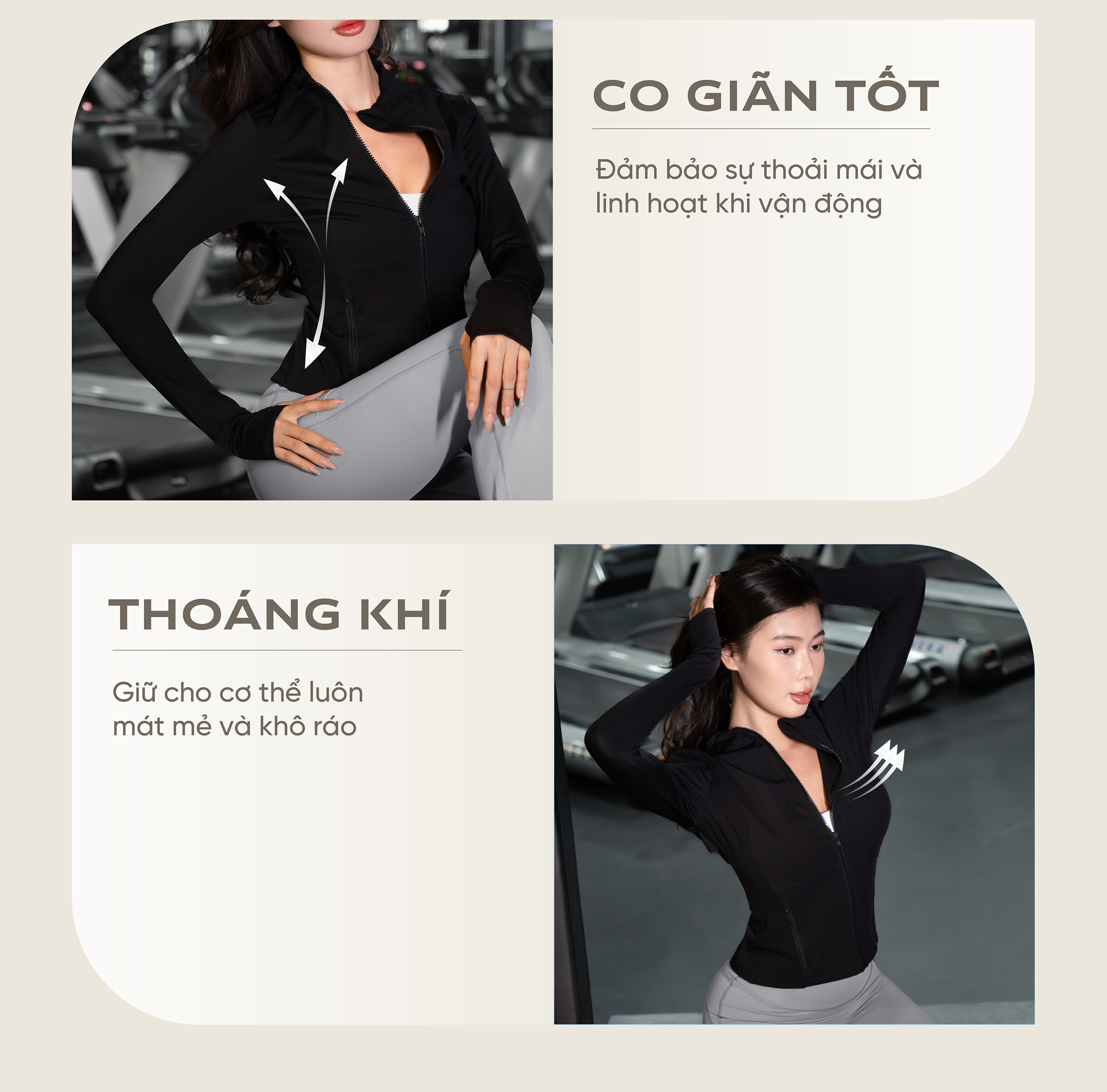 Mô tả Áo khoác tập gym nữ Fitme chống tia UV SPF 50+ tôn dáng ôm body thoáng khí chơi tennis pickleball AKTG01 - 5