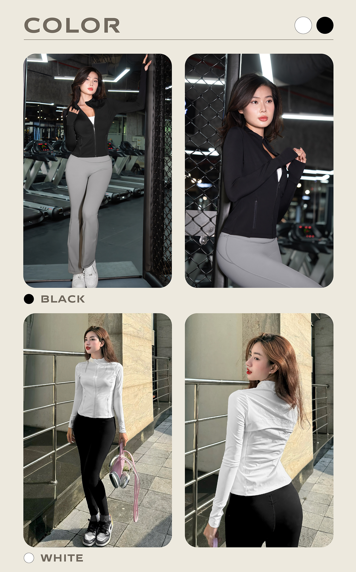 Mô tả Áo khoác tập gym nữ Fitme chống tia UV SPF 50+ tôn dáng ôm body thoáng khí chơi tennis pickleball AKTG01 - 6