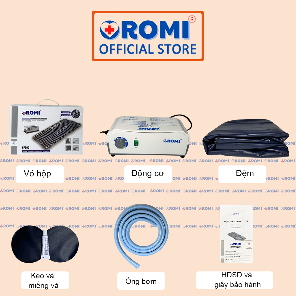 Mô tả Đệm hơi chống loét có thông khí cao cấp OROMI HF6001 - Hỗ trợ giảm tê bì, lở loét cho người già/bệnh - 1