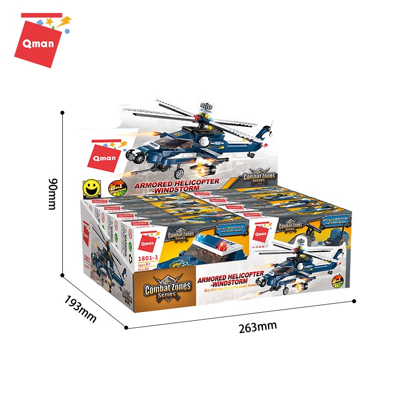 Mô tả Đồ chơi lắp ráp, xếp hình Qman 1801 - Trực thăng chiến đấu 381 mảnh ghép - 5