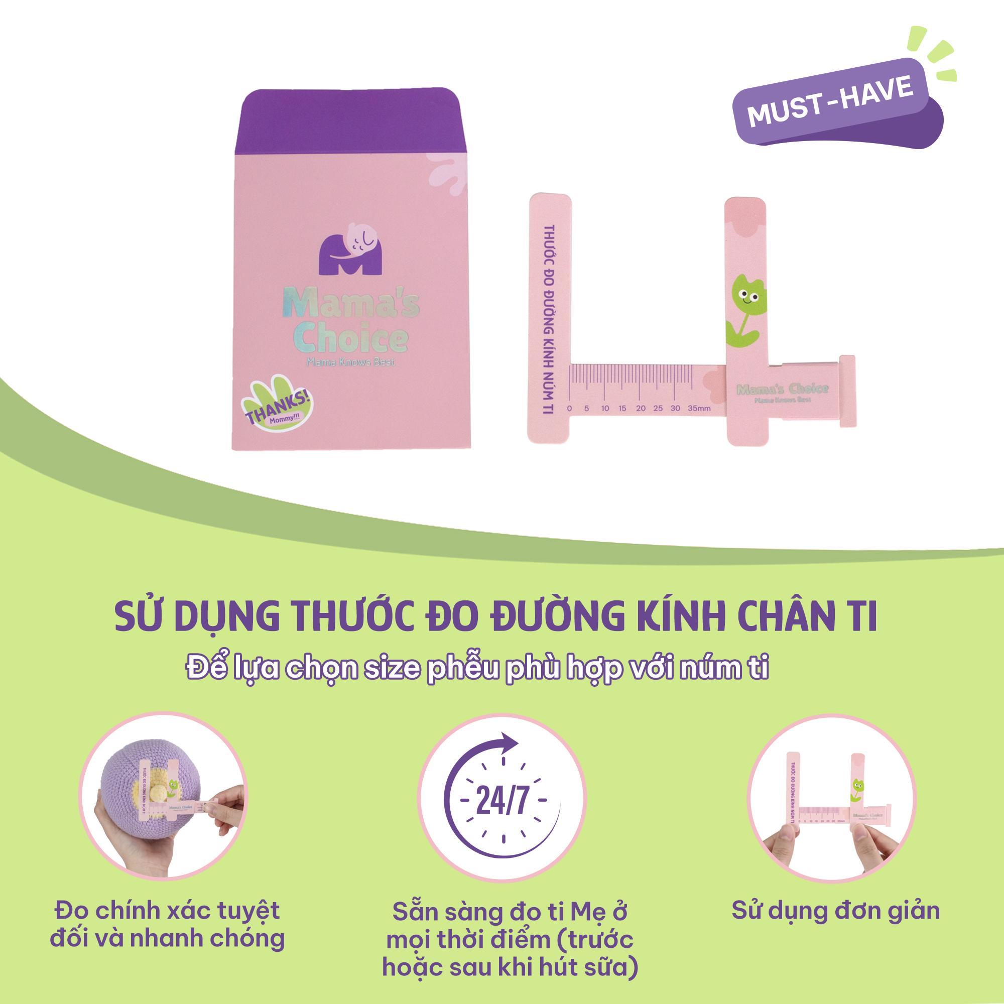 Mô tả Thước Đo Ti Mama’s Choice, Xác Định Đường Kính Núm Ti Mẹ, Giúp Mẹ Chọn Được Size Phễu Phù Hợp Khi Hút Sữa (1 cái) - 3