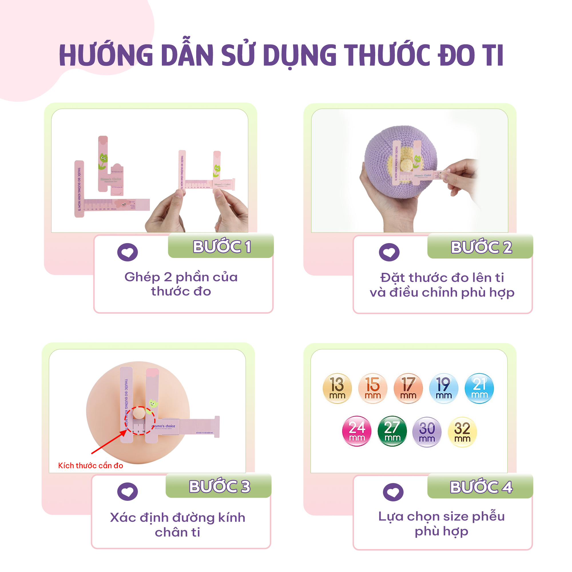 Mô tả Thước Đo Ti Mama’s Choice, Xác Định Đường Kính Núm Ti Mẹ, Giúp Mẹ Chọn Được Size Phễu Phù Hợp Khi Hút Sữa (1 cái) - 4
