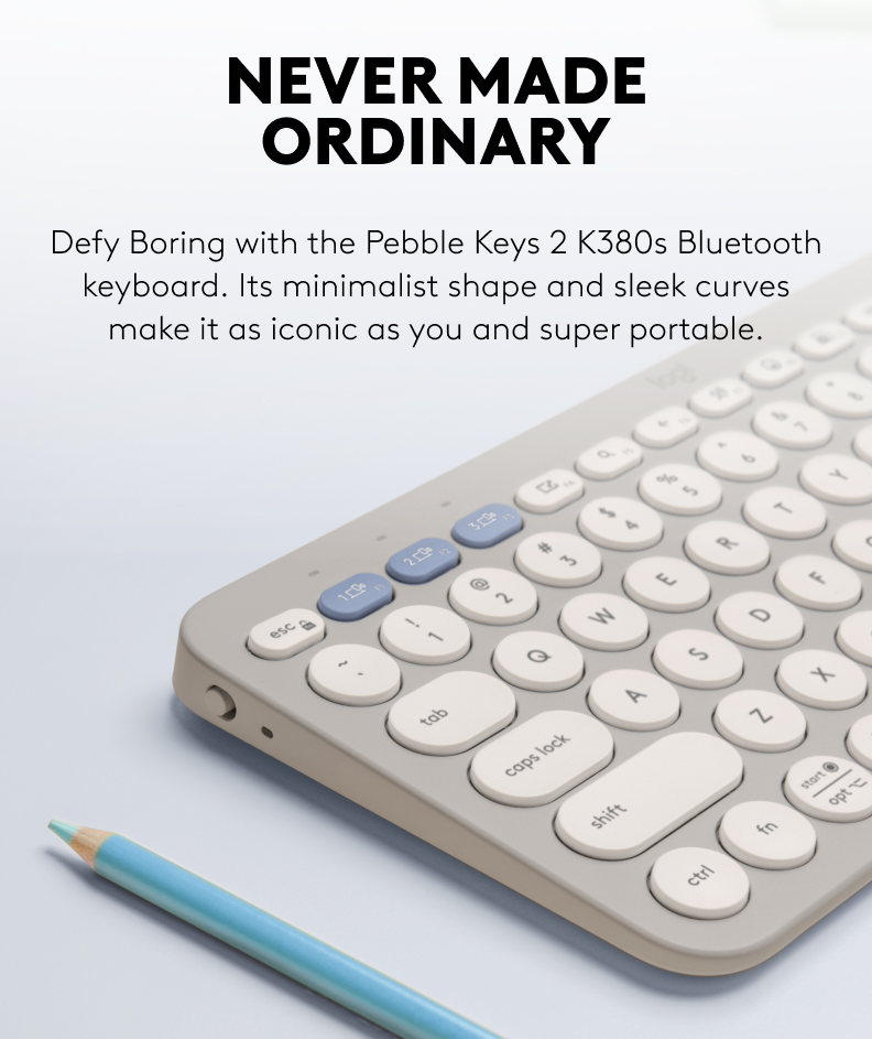 Mô tả Bàn phím Bluetooth Logitech K380s Pebble 2 - Đa thiết bị, Phím tắt tùy chỉnh, Mỏng nhẹ, Easy-Switch - 2