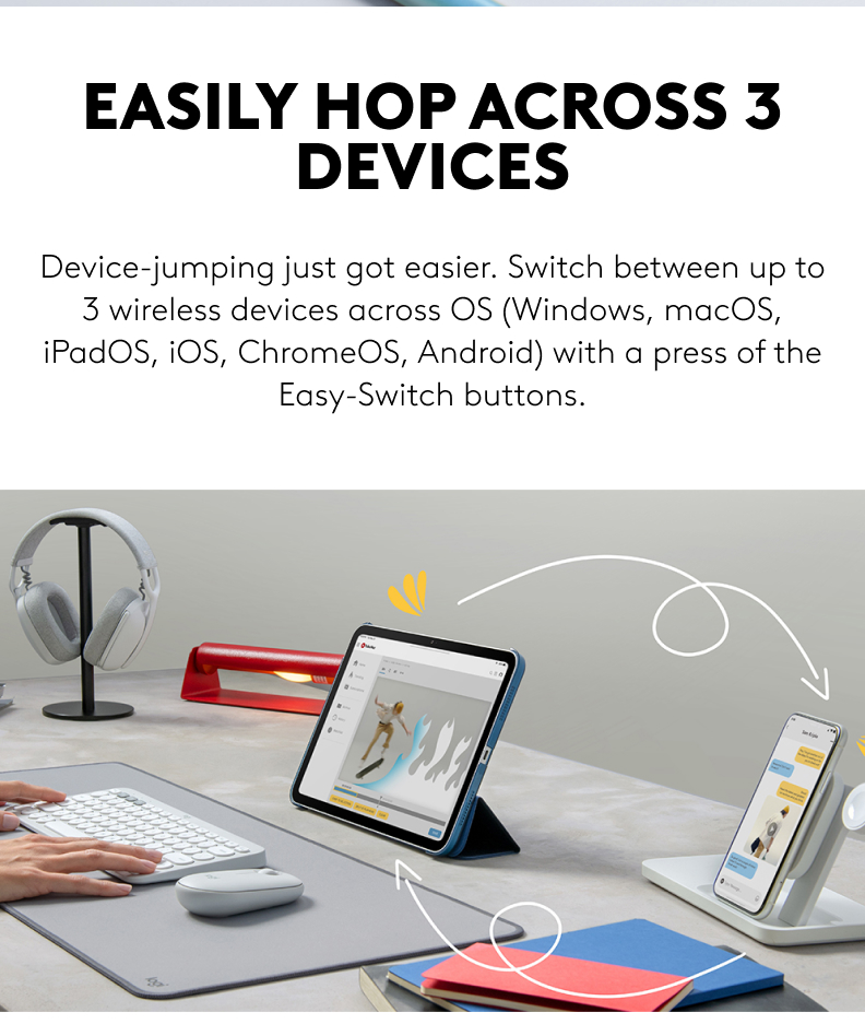 Mô tả Bàn phím Bluetooth Logitech K380s Pebble 2 - Đa thiết bị, Phím tắt tùy chỉnh, Mỏng nhẹ, Easy-Switch - 3