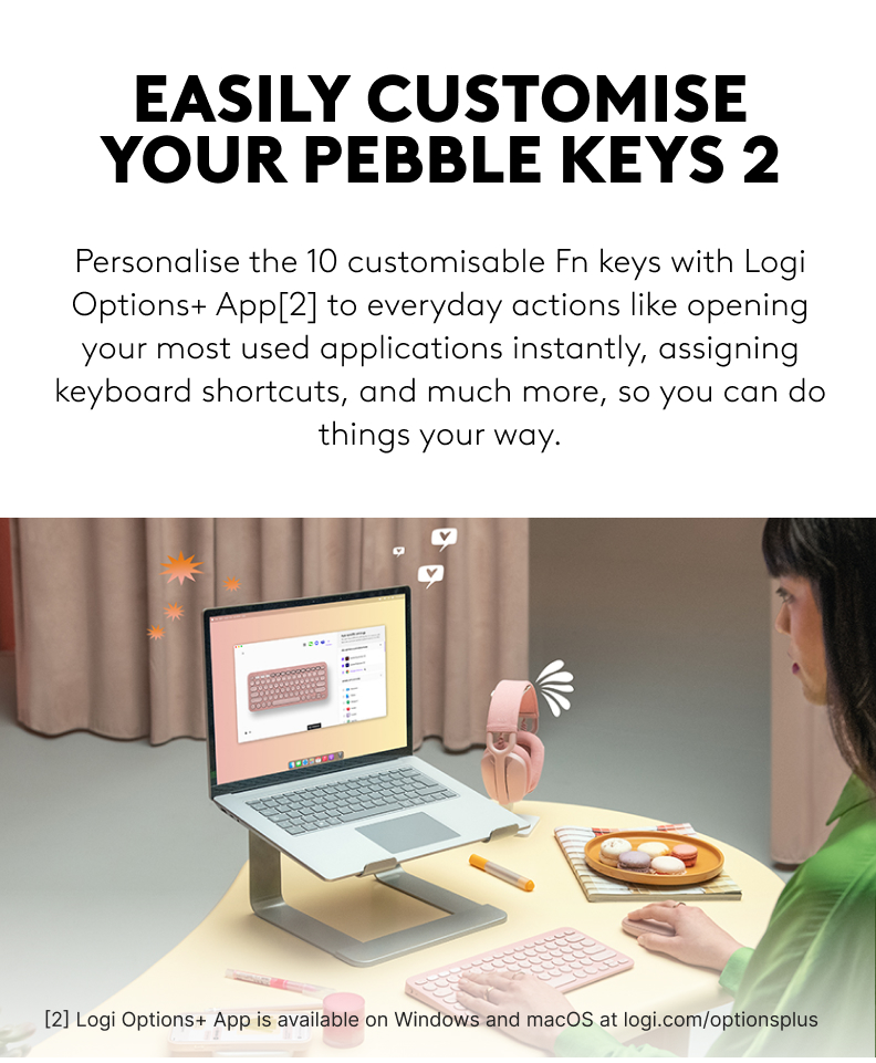 Mô tả Bàn phím Bluetooth Logitech K380s Pebble 2 - Đa thiết bị, Phím tắt tùy chỉnh, Mỏng nhẹ, Easy-Switch - 5
