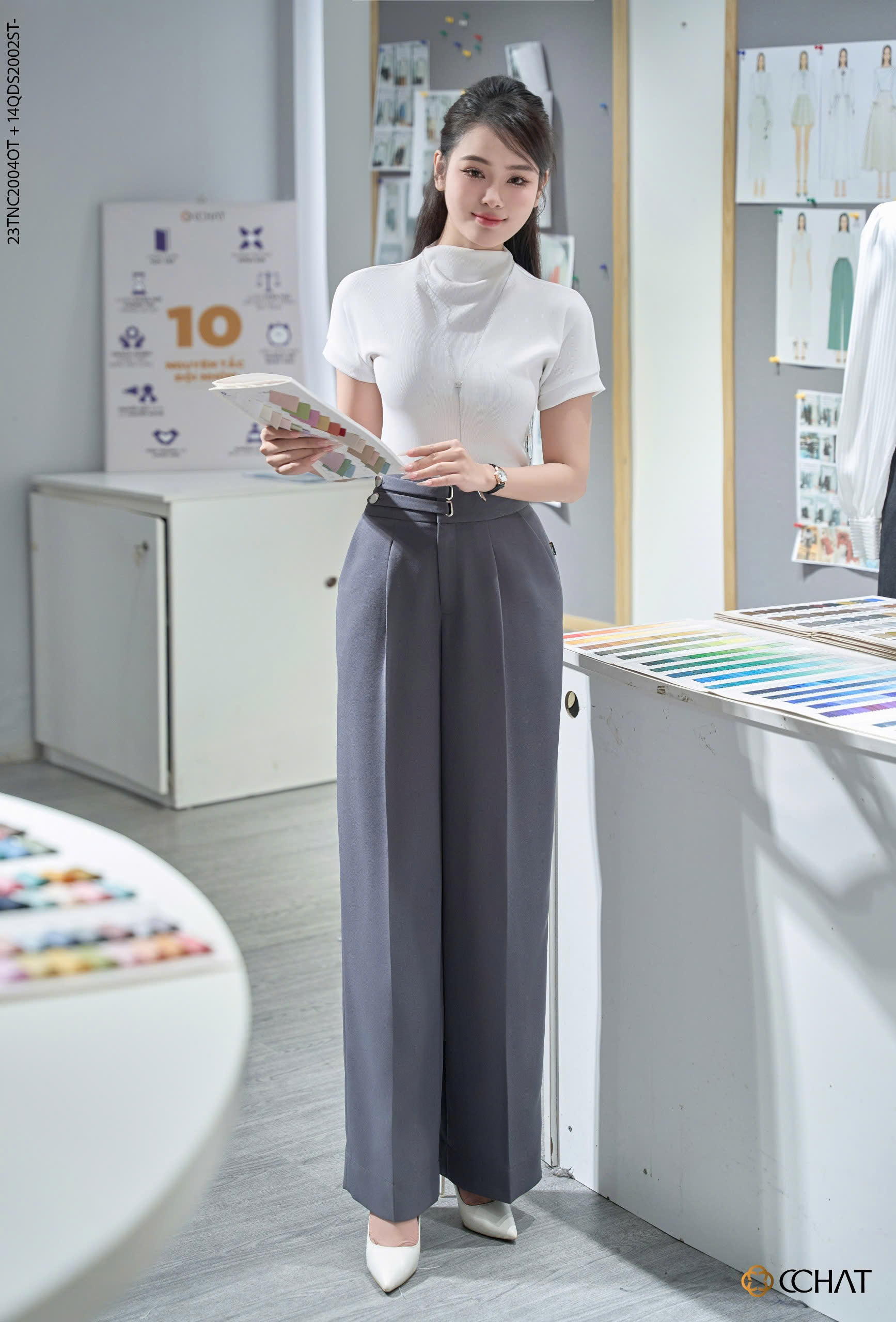 Quần CChat cạp cao
