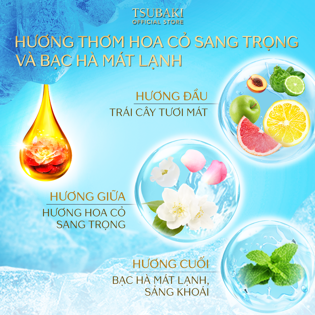 Mô tả Dầu xả Sạch dầu mát lạnh & Phục hồi hư tổn Tsubaki Premium Cool & Repair Shampoo 490ml - 2