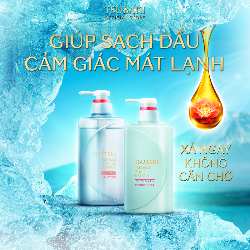 Mô tả Dầu xả Sạch dầu mát lạnh & Phục hồi hư tổn Tsubaki Premium Cool & Repair Shampoo 490ml - 6