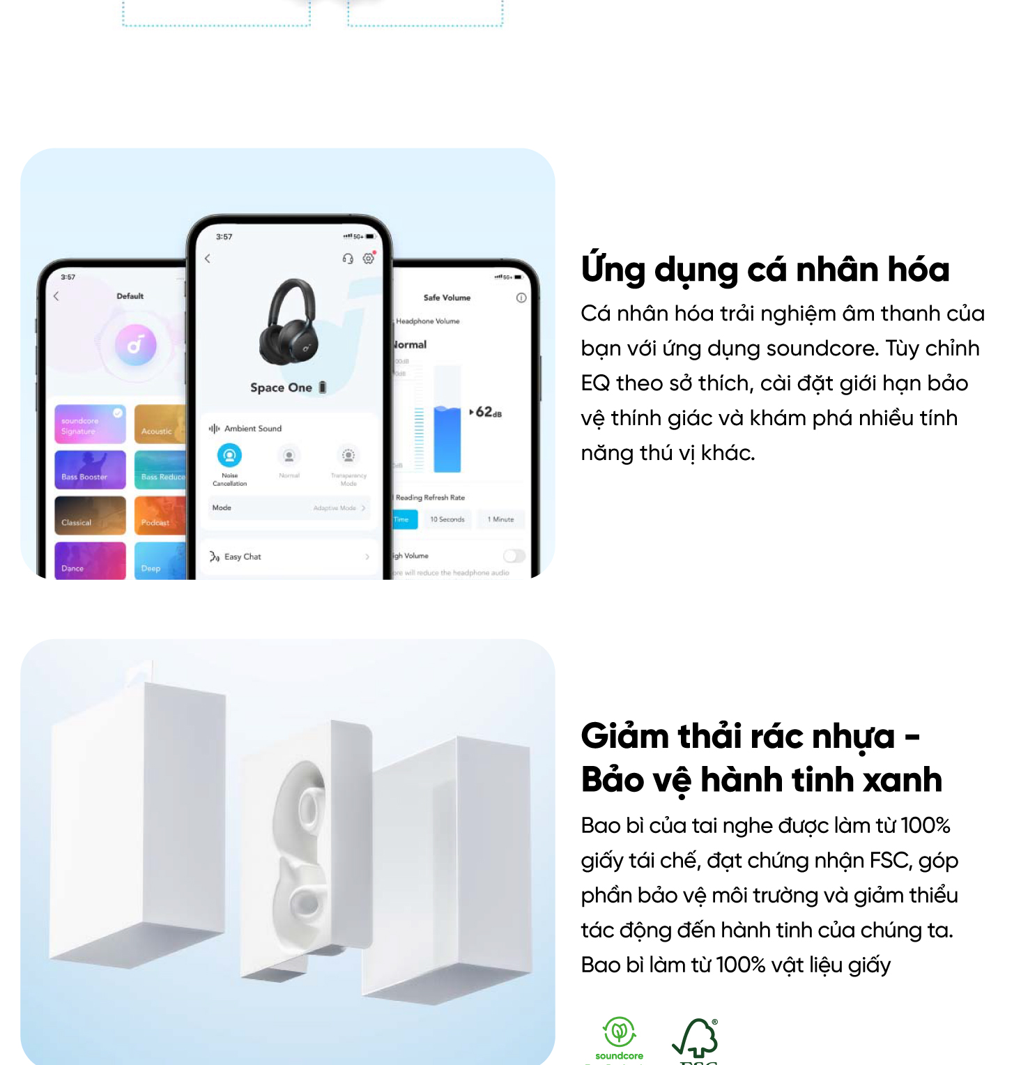 Mô tả Tai nghe không dây chụp tai soundcore Space One | Âm thanh Hi-res | Giảm ồn 98% | 55h phát nhạc - 3