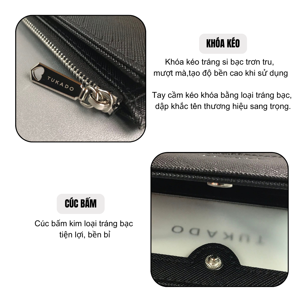 Mô tả Ví Nữ Mini Cầm Tay 2 Ngăn TUKADO Full Box Đựng Tiền Tiện Dụng Chất Da Xước Siêu Đẹp TK10 - TUKADO - 6