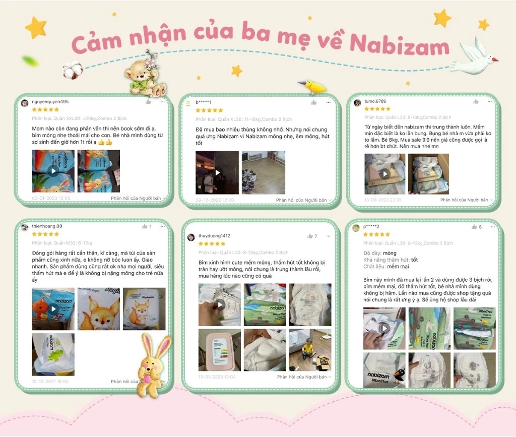 Mô tả Combo 4 Bịch Tã/Bỉm Quần NABIZAM ULTRA THIN 4 Mùa Mỏng Mềm Hơn, Thấm Hút Nhanh Hơn Size Cho Bé 6-24kg - 2