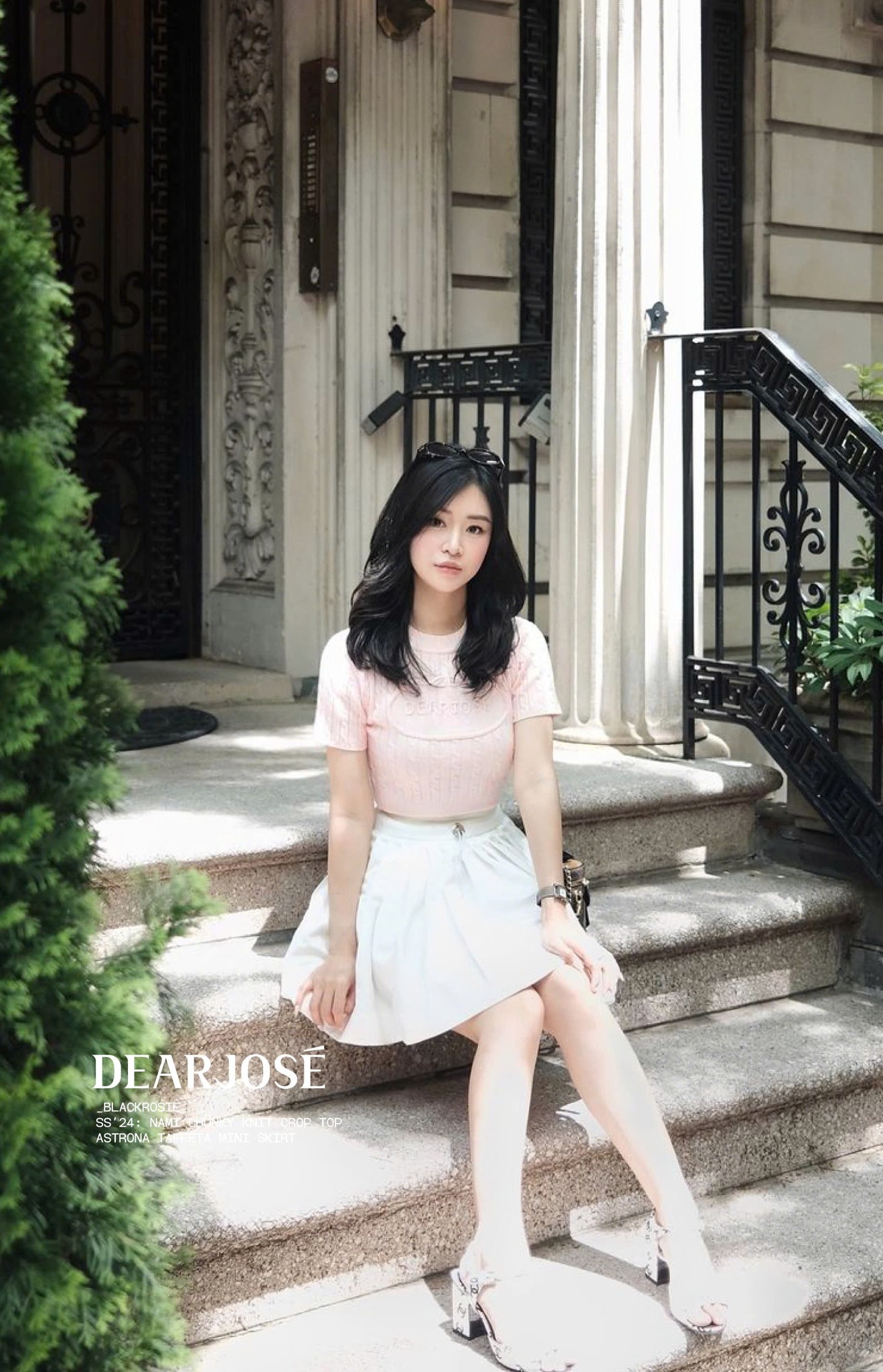 Mô tả DEAR JOSÉ - Áo kiểu croptop vải knit hồng - Nami Chunky - 1