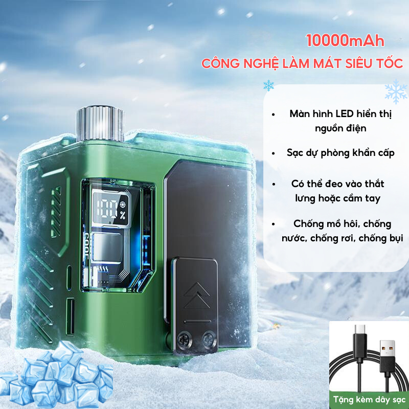 Mô tả Quạt Tích Điện Đeo Thắt Lưng HOKU Nhỏ Gọn Tiện Lợi, Tích Hợp Làm Sạc Dự Phòng Pin 10000mAh - 6