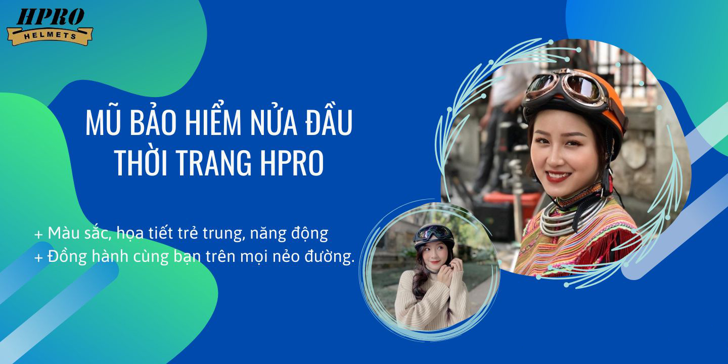 Mô tả Mũ bảo hiểm nửa đầu Hpro Helmets HP01 nhiều họa tiết thời trang, cá tính, Freesize (55-59cm) kèm kính UV, phi công - 1