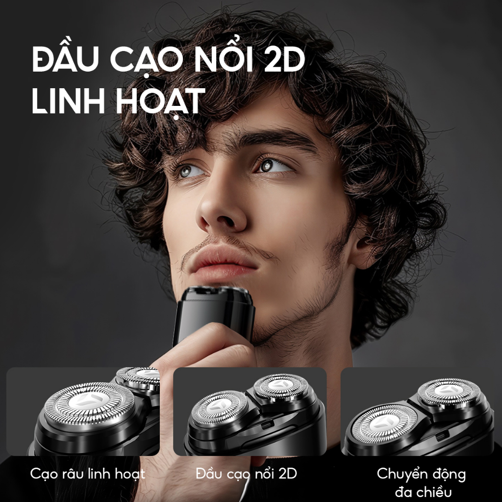 Máy cạo râu mini Enchen K8 đầu cạo 2D chống nước,18 lưỡi dao tự mài ...