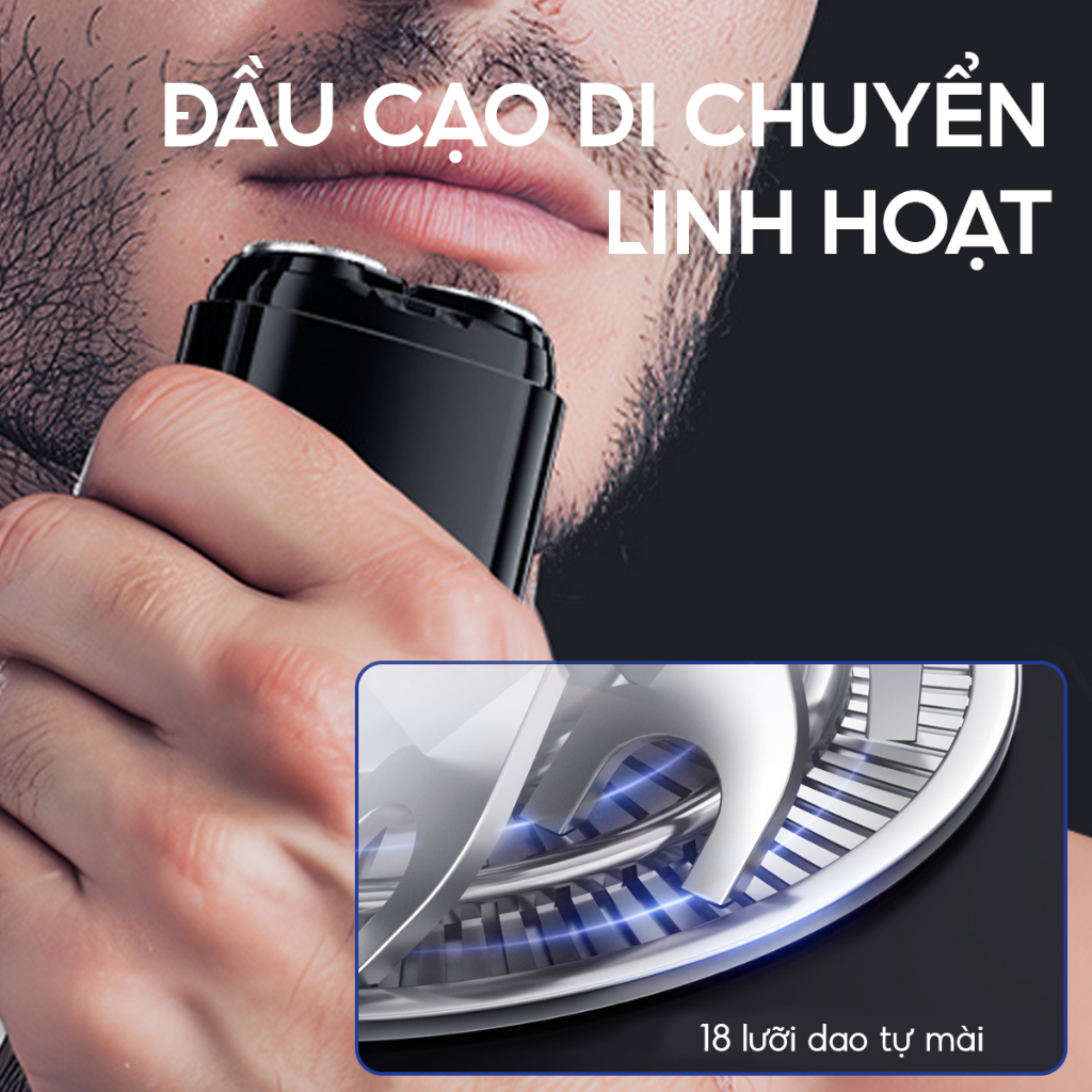 Máy cạo râu mini Enchen K8 đầu cạo 2D chống nước,18 lưỡi dao tự mài ...