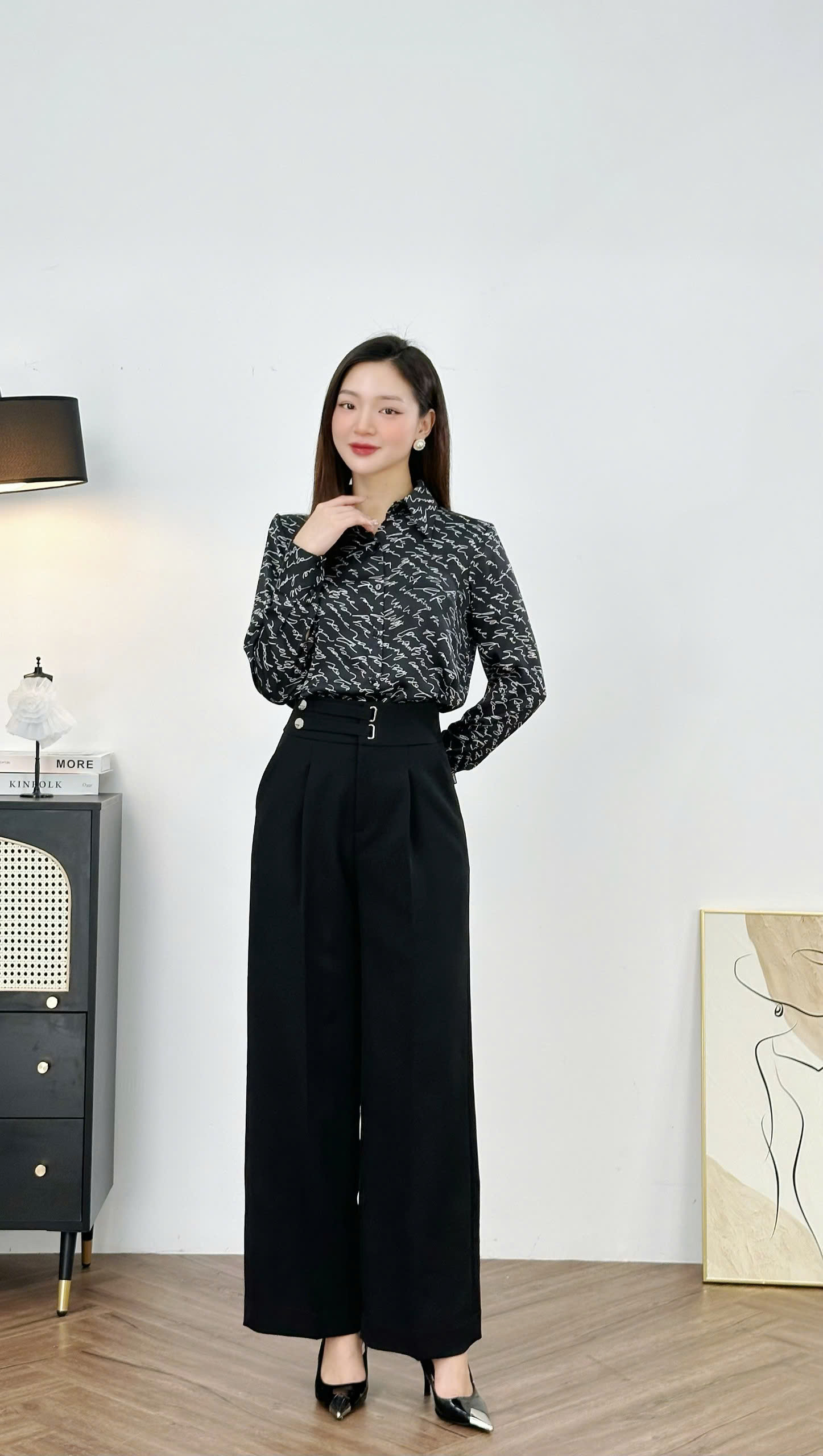 Quần ống rộng CChat màu đen