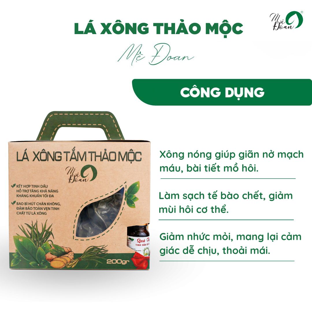 Mô tả Lá xông thảo mộc phục hồi sức khỏe làm sạch cơ thể sau sinh combo 200g/2 gói Mệ Đoan - 2