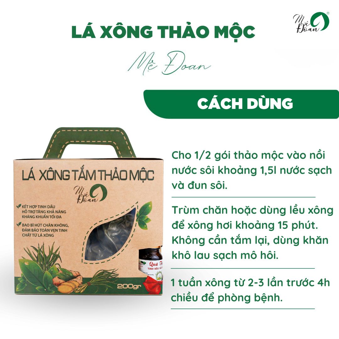 Mô tả Lá xông thảo mộc phục hồi sức khỏe làm sạch cơ thể sau sinh combo 200g/2 gói Mệ Đoan - 4