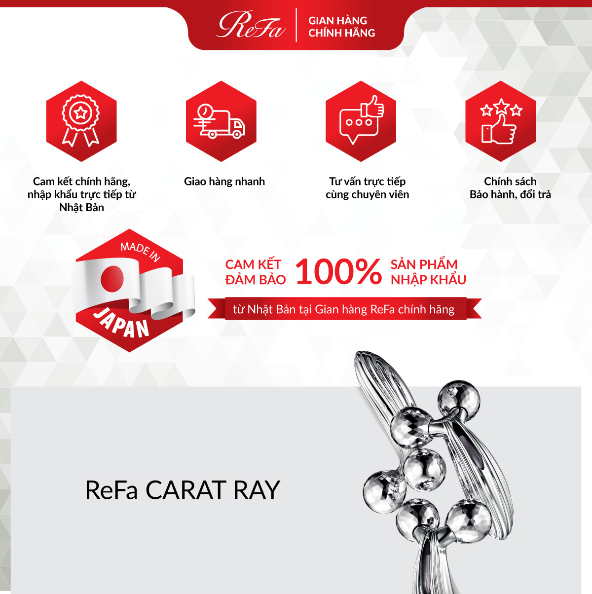 Mô tả ReFa CARAT RAY Cây lăn nâng cơ cao cấp, thon gọn mặt và cơ thể - 1