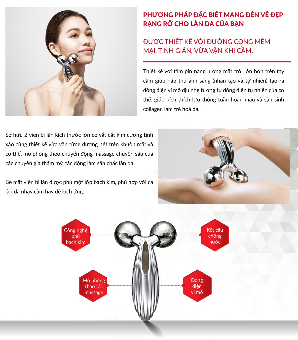 Mô tả ReFa CARAT RAY Cây lăn nâng cơ cao cấp, thon gọn mặt và cơ thể - 2