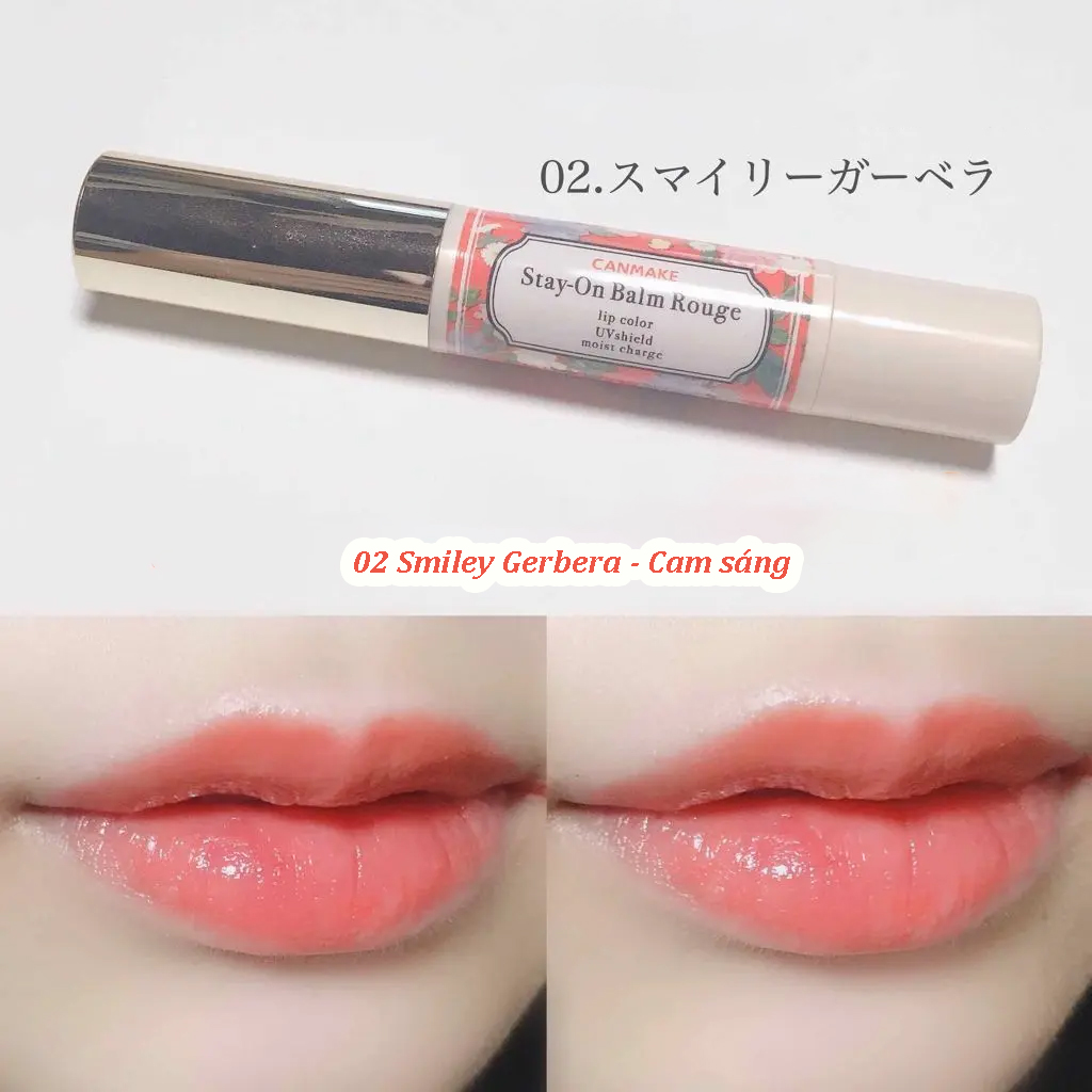 Canmake Stay-On Balm Rouge Lippenstift – Farbe 14 Poppy Bouquet | Pflegender Lippenfarbstift Mit Langanhaltendem Glanz (2,8g)