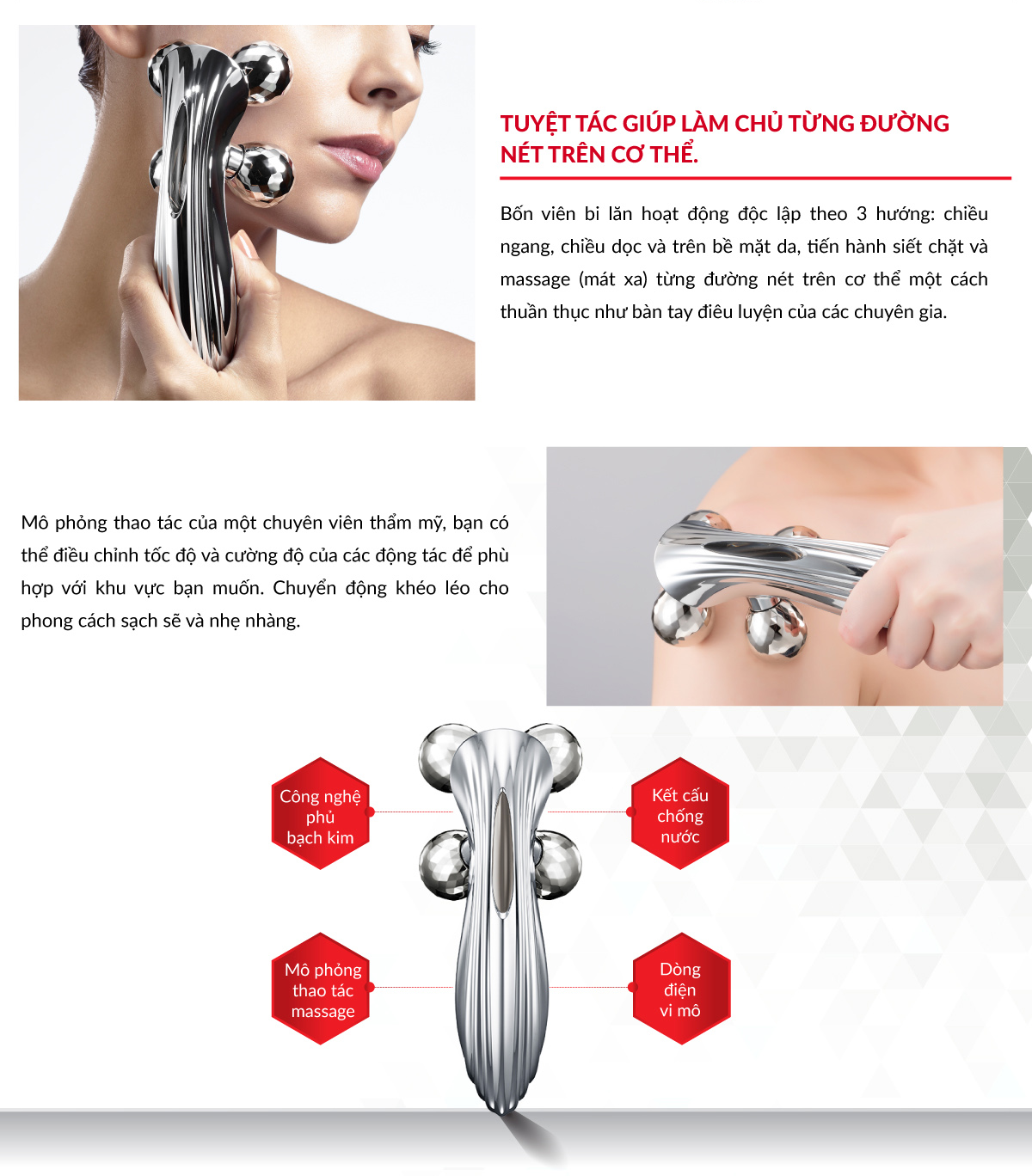 Mô tả ReFa 4 CARAT RAY Cây lăn massage 360 độ - Công nghệ phủ bạch kim - 2