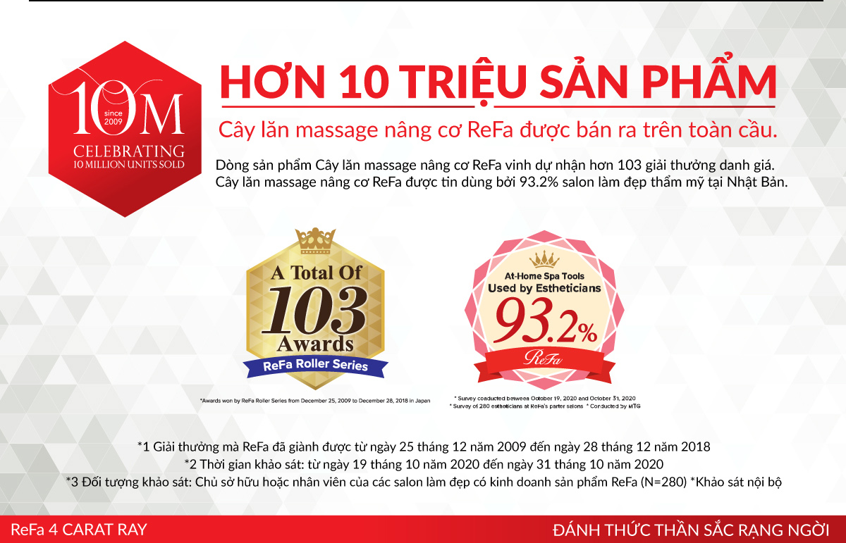 Mô tả ReFa 4 CARAT RAY Cây lăn massage 360 độ - Công nghệ phủ bạch kim - 5