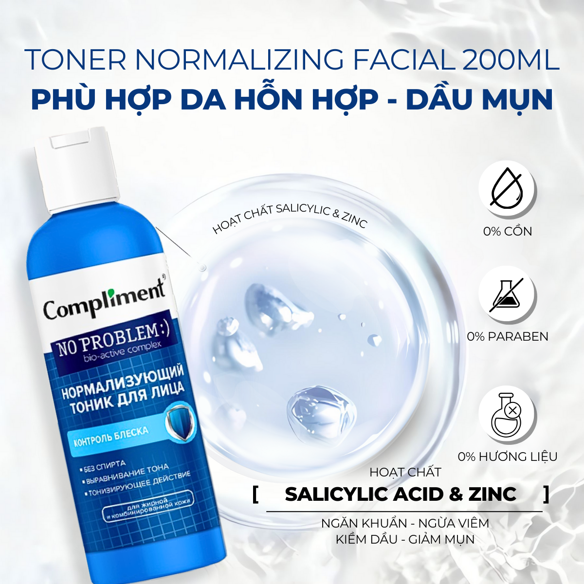 Mô tả Nước Hoa Hồng Compliment Cấp Ẩm Sáng Da, Toner Dịu Nhẹ Lành Tính 200ml - 5