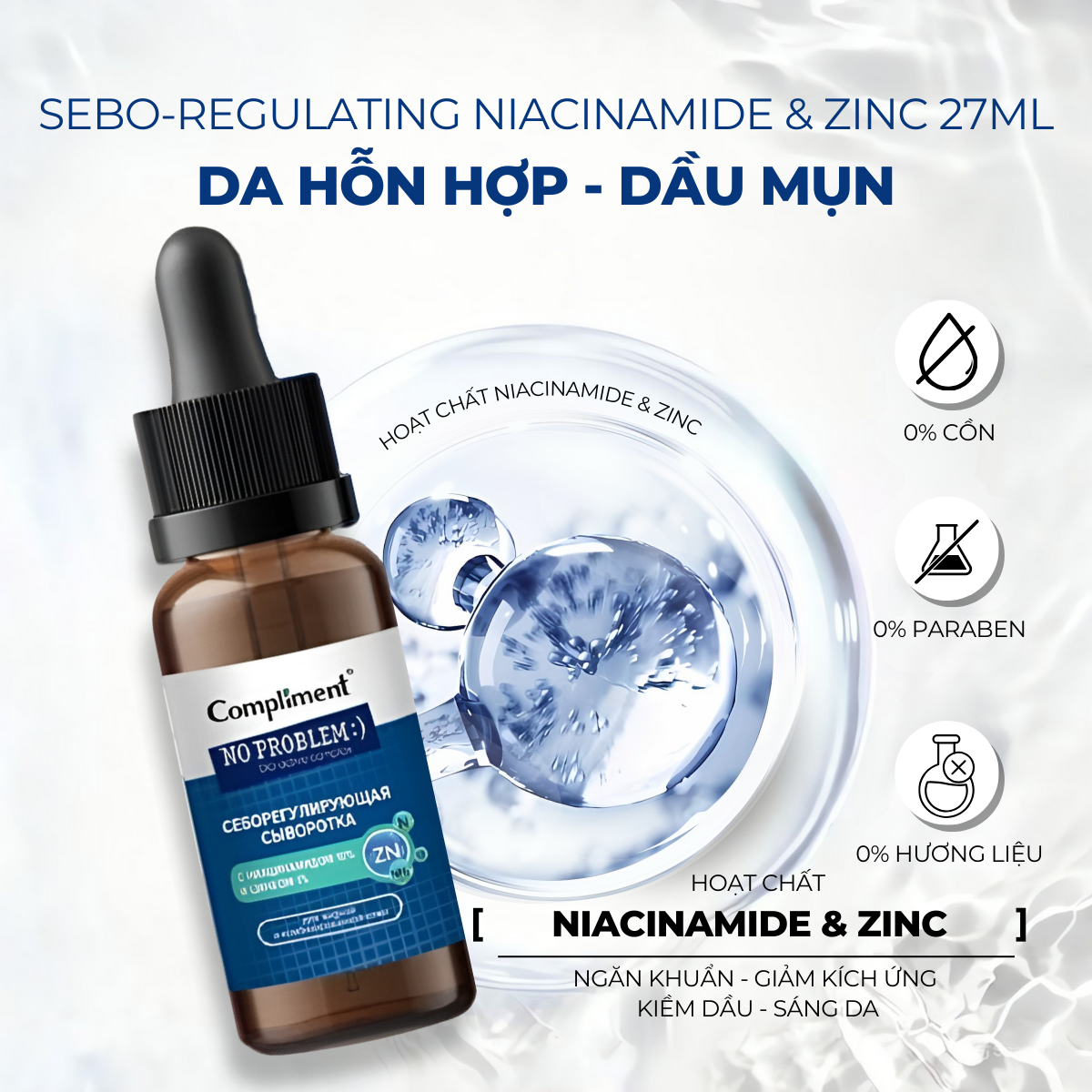 Mô tả Serum Cấp Ẩm, Giảm Mụn, Phục Hồi Da Compliment HA, B5, B3, Niacinamide, Vitamin C 27ml - 3