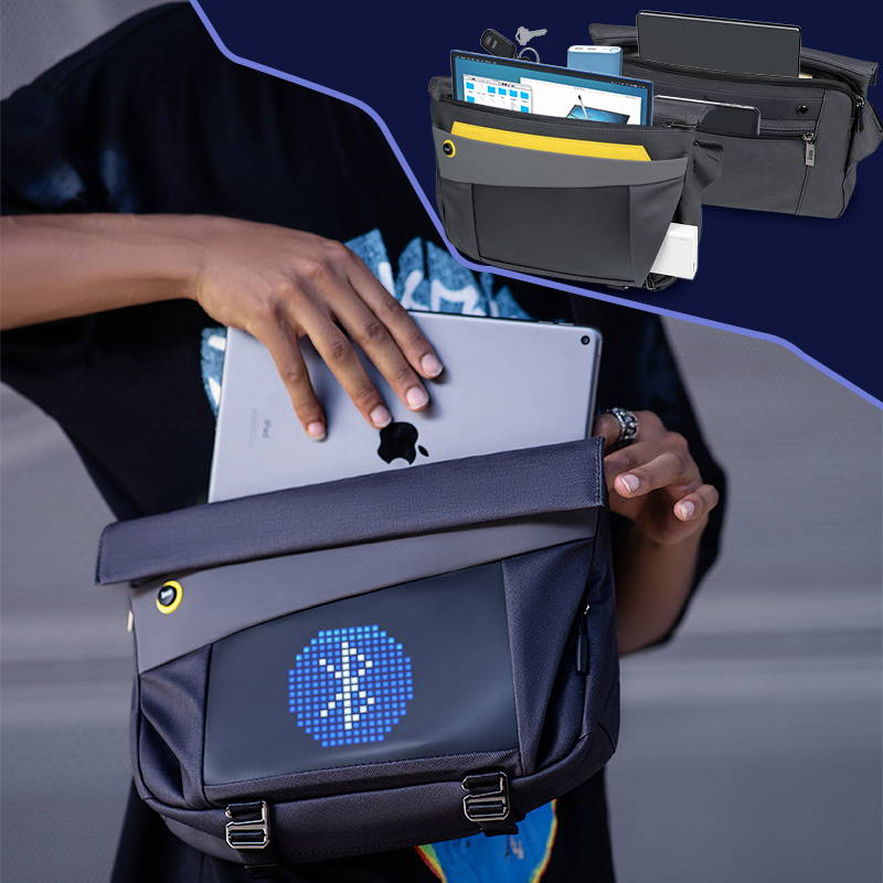Mô tả Túi đeo chéo Divoom Pixoo Slingbag-V tích hợp màn hình LED 4.7 inch, đựng laptop/tablet 11 inch, chống nước chuẩn IP23. - 2